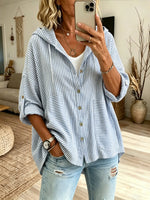 Women's Vertical Stripe Oversized Hooded Shirt