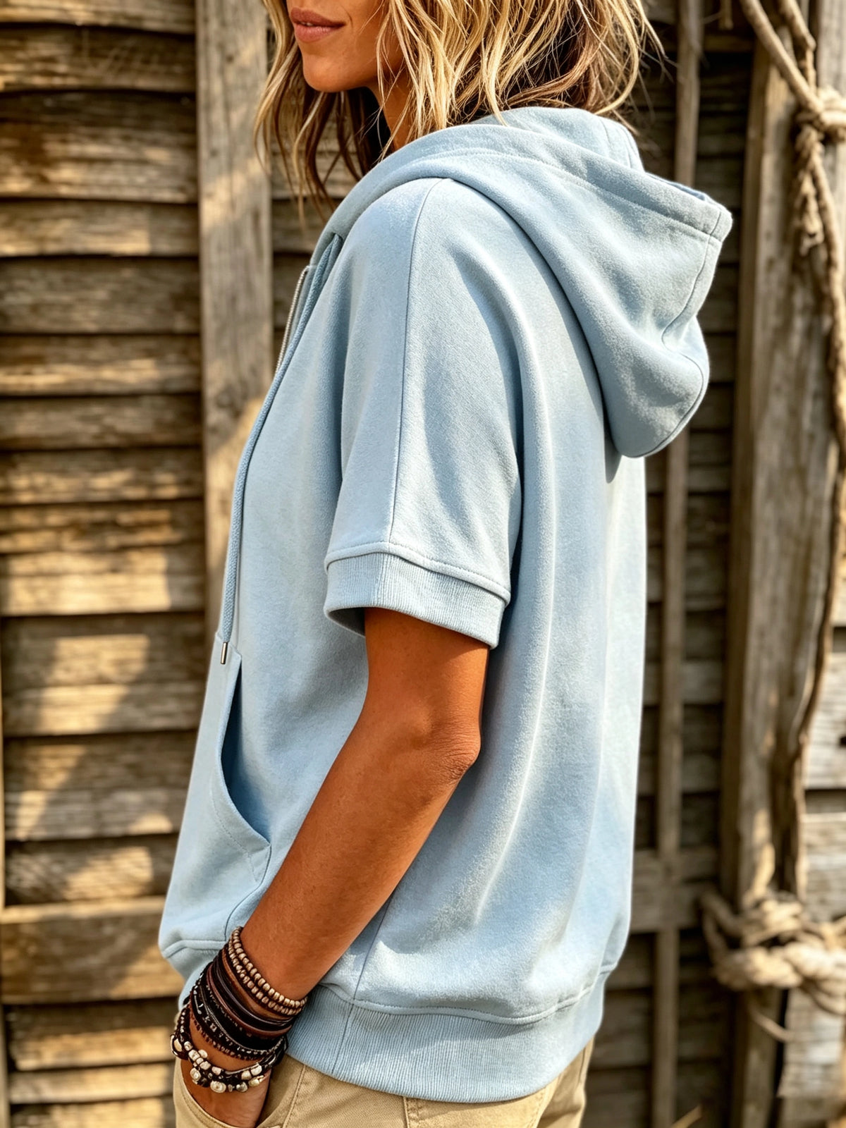 Women's Half-Zip Short Sleeve Hoodie