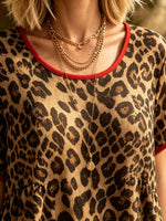 Women's Leopard Striped Tiered Maxi Dress