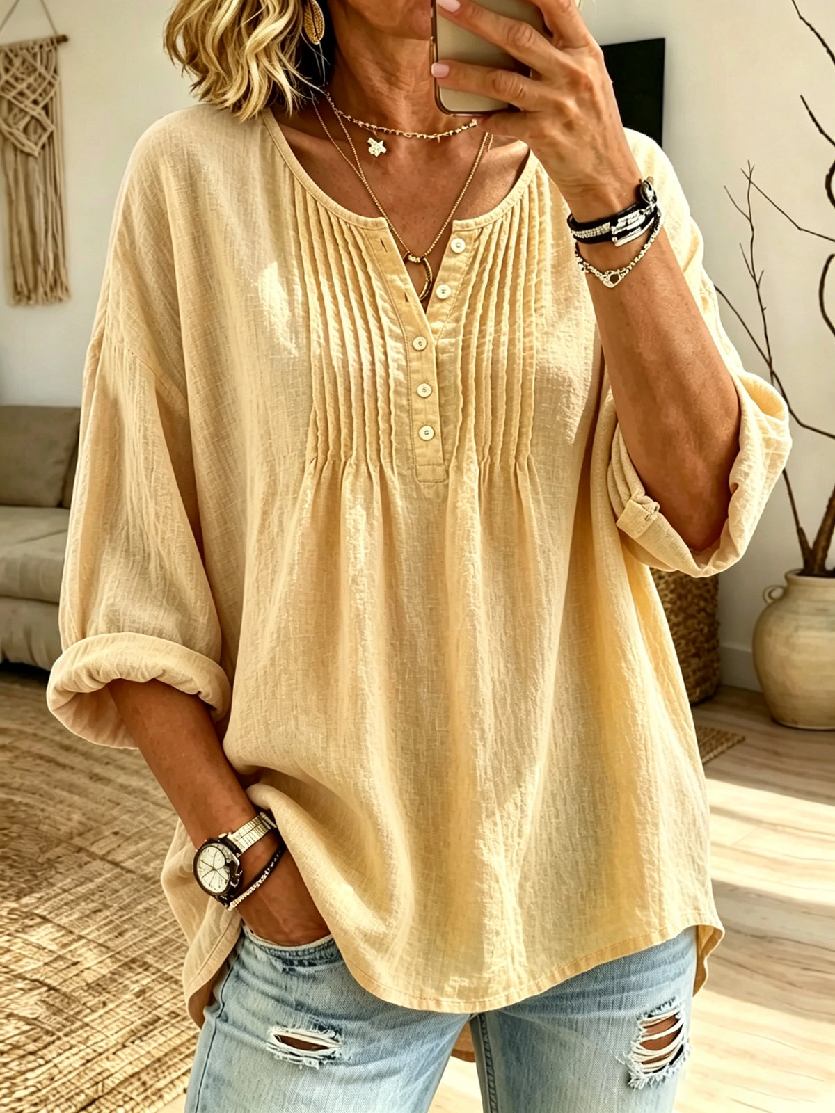 Women's Henley Blouse