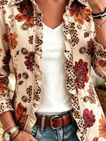 Women's Sunflower Print Ruffle Blazer Jacket