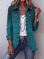 Vintage Elegant Pattern Patchwork Ruffled Jacket