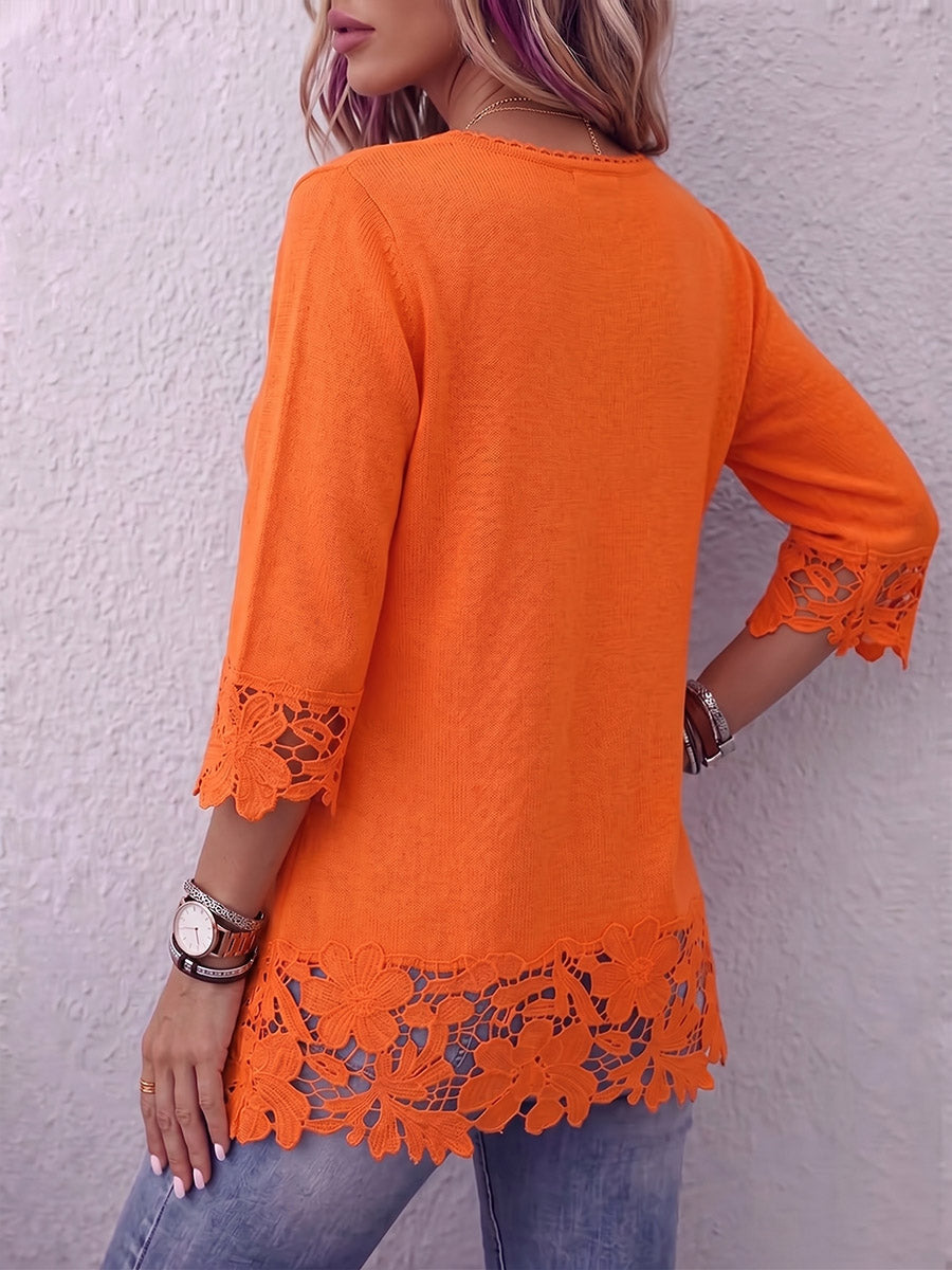 Vintage Elegant Patchwork Hollowed Out Lace Sweater