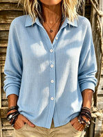 Women's Waffle Knit Button-Down Shirt