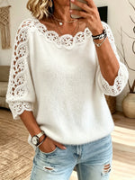 Women's Lace Trim Off-the-Shoulder Sweater