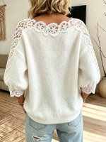 Women's Lace Trim Off-the-Shoulder Sweater