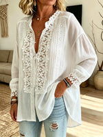 Women's Lace Inset Pintuck Blouse