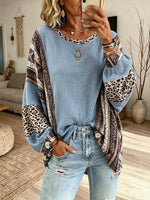 Women's Leopard Paisley Patchwork Long Sleeve Top