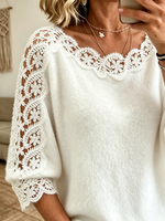 Women's Lace Trim Off-the-Shoulder Sweater