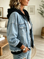 Women's Hooded Denim Bomber Jacket