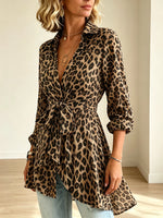 Women's Tie-Front Leopard Blouse