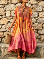 Women's Sunset Celestial Peace Print Maxi Dress