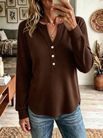 Women's Waffle Knit Henley Top