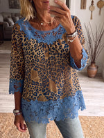 Vintage Elegant Openwork Lace Patchwork Shirt