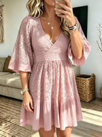 Women's Floral Lace V-Neck Mini Dress