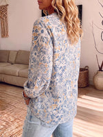 Vintage Elegant Button Long Sleeve Patterned Shirt