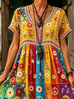 Women Check Multi Element All Over Print Maxi Dress